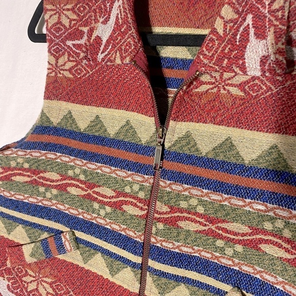 Vintage Seasons Sport Red Full Front Zip Jacquard Vest M - Picture 9 of 12
